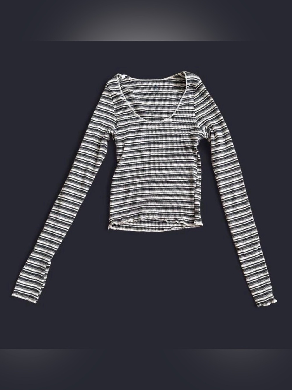 Brandy Melville Black and White Striped Crop Top